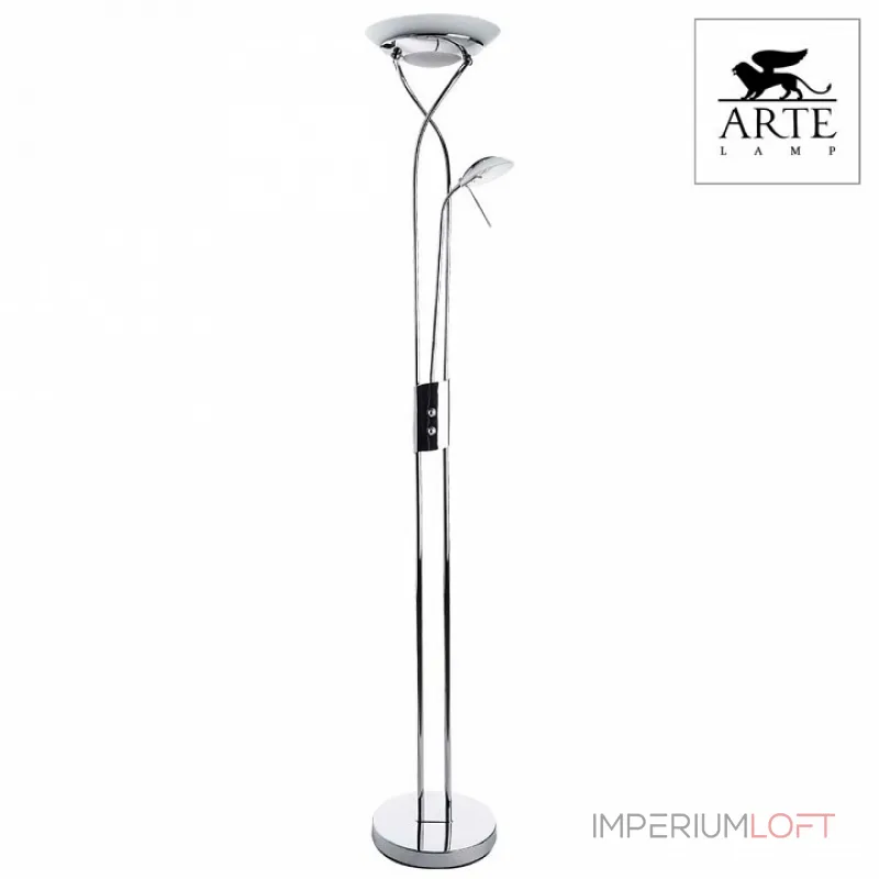Торшер с подсветкой Arte Lamp Duetto A4399PN-2CC Цвет арматуры хром Цвет плафонов белый от ImperiumLoft