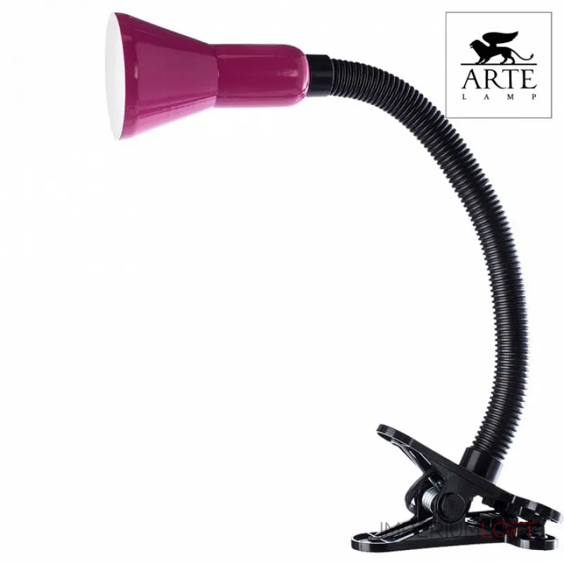 Настольная лампа офисная Arte Lamp Cord A1210LT-1MG Цвет арматуры черный Цвет плафонов фиолетовый от ImperiumLoft