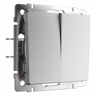 Выключатель проходной двухклавишный без рамки Werkel серебряный матовый W1122065