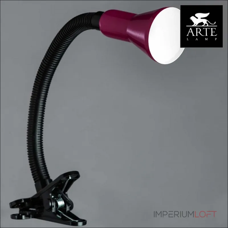 Настольная лампа офисная Arte Lamp Cord A1210LT-1MG Цвет арматуры черный Цвет плафонов фиолетовый от ImperiumLoft