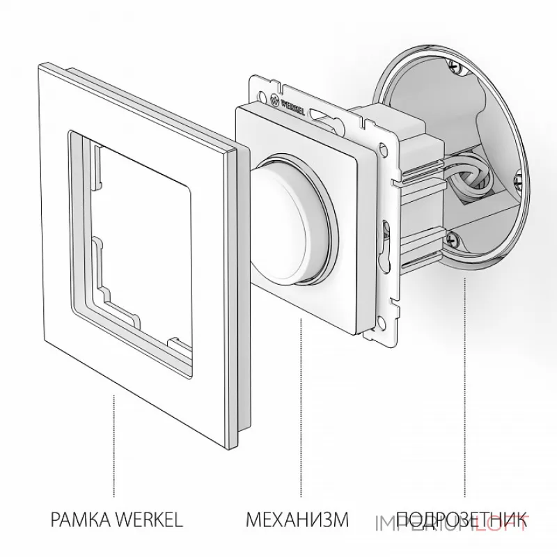 Выключатель двухклавишный с подсветкой без рамки Werkel W112 4 W1120102 Цвет арматуры никель от ImperiumLoft