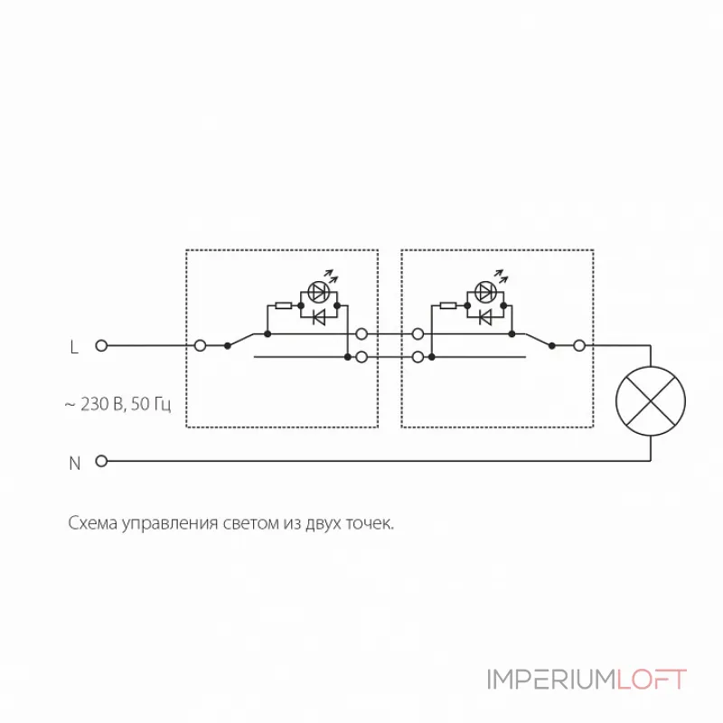 Выключатель проходной одноклавишный с подсветкой без рамки Werkel графит рифленый W1112104 от ImperiumLoft