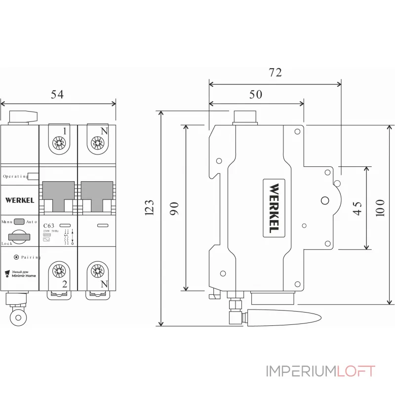 Автоматический выключатель 2P с Wi-Fi Werkel W1002P6301 от ImperiumLoft