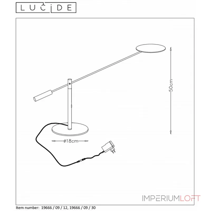 Настольная лампа офисная Lucide 19666/09/30 от ImperiumLoft