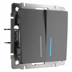 Выключатель двухклавишный с подсветкой без рамки Werkel графит рифленый W1120104 от ImperiumLoft