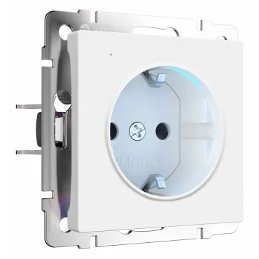 Розетка с заземлением с подсветкой без рамки Werkel белый матовый W1171461
