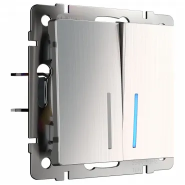 Выключатель двухклавишный с подсветкой без рамки Werkel W112 4 W1120102 Цвет арматуры никель