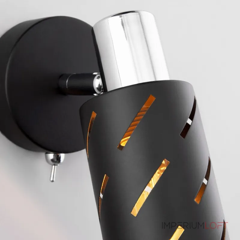 Бра Eurosvet Fente 20090/1 черный/хром Цвет плафонов золото Цвет арматуры черный от ImperiumLoft