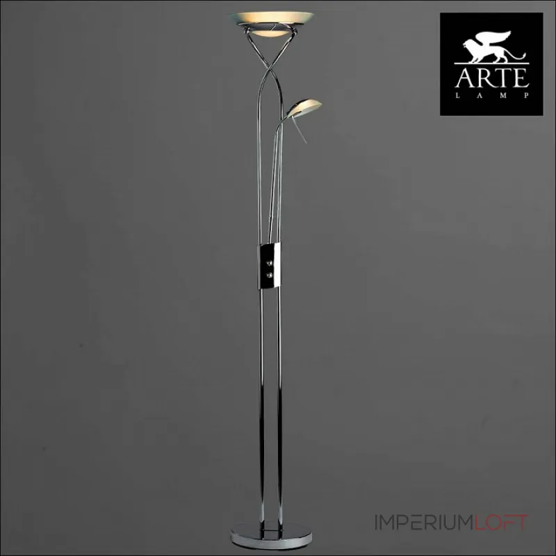 Торшер с подсветкой Arte Lamp Duetto A4399PN-2CC Цвет арматуры хром Цвет плафонов белый от ImperiumLoft