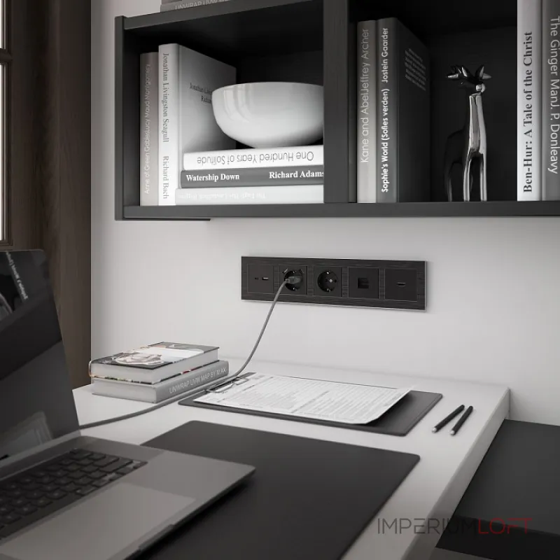 Розетка телефонная RJ-11 без рамки Werkel Черный матовый W1182008 от ImperiumLoft