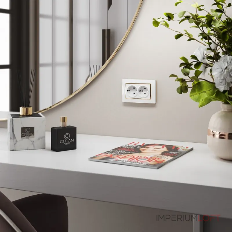 Розетка двойная с заземлением без рамки Werkel белый W1172001 от ImperiumLoft