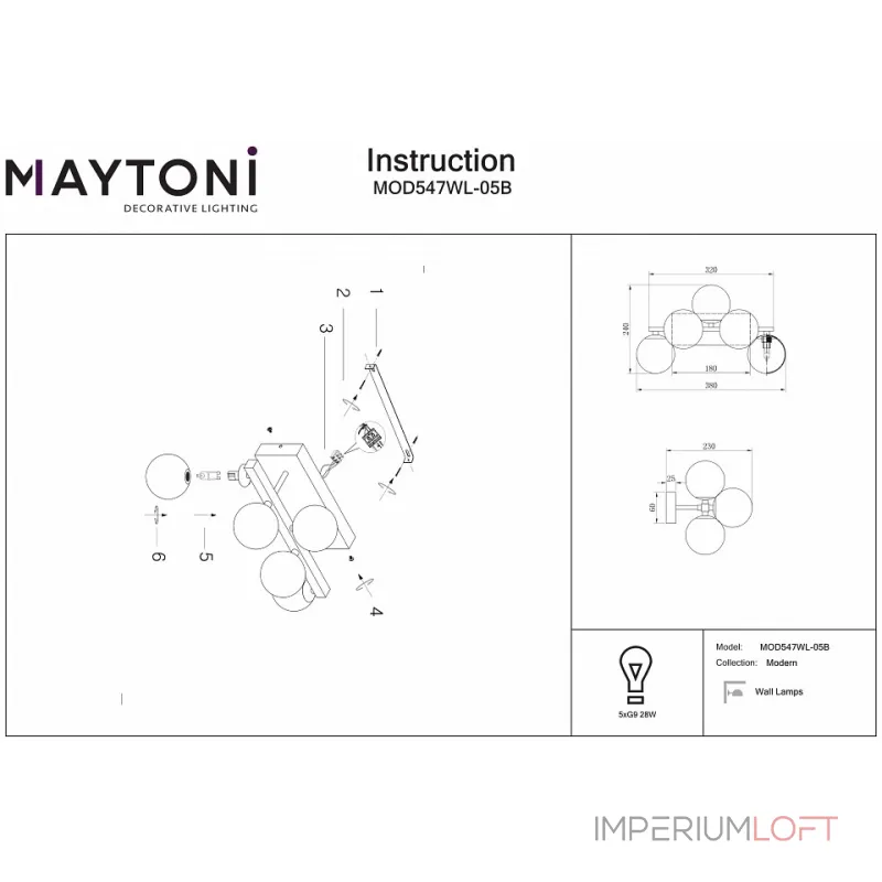 Бра Maytoni Dallas MOD547WL-05B от ImperiumLoft