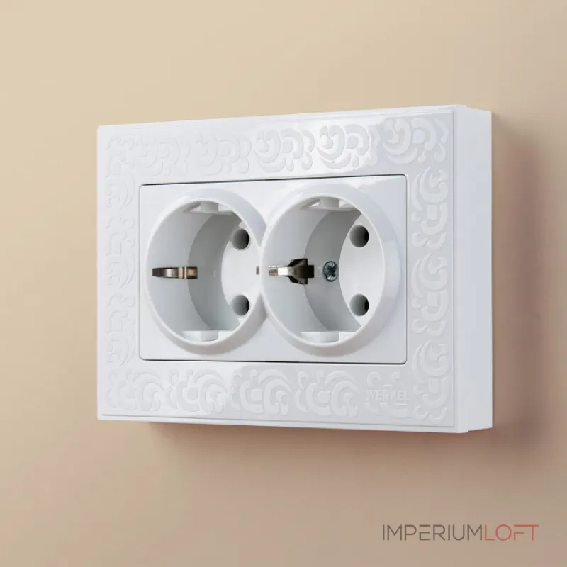 Розетка двойная с заземлением без рамки Werkel белый W1172001 от ImperiumLoft