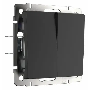 Выключатель двухклавишный без рамки Werkel черный матовый W1120008