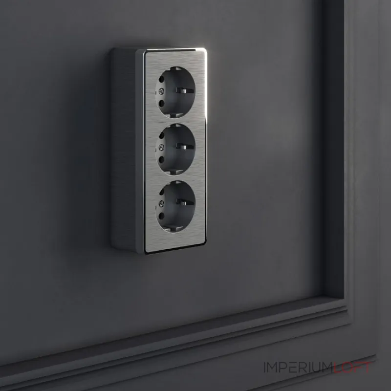 Розетка влагозащищенная с заземлением и шторками Werkel Gallant (графит рифленый) W5073104 Gallant (графит рифленый) от ImperiumLoft