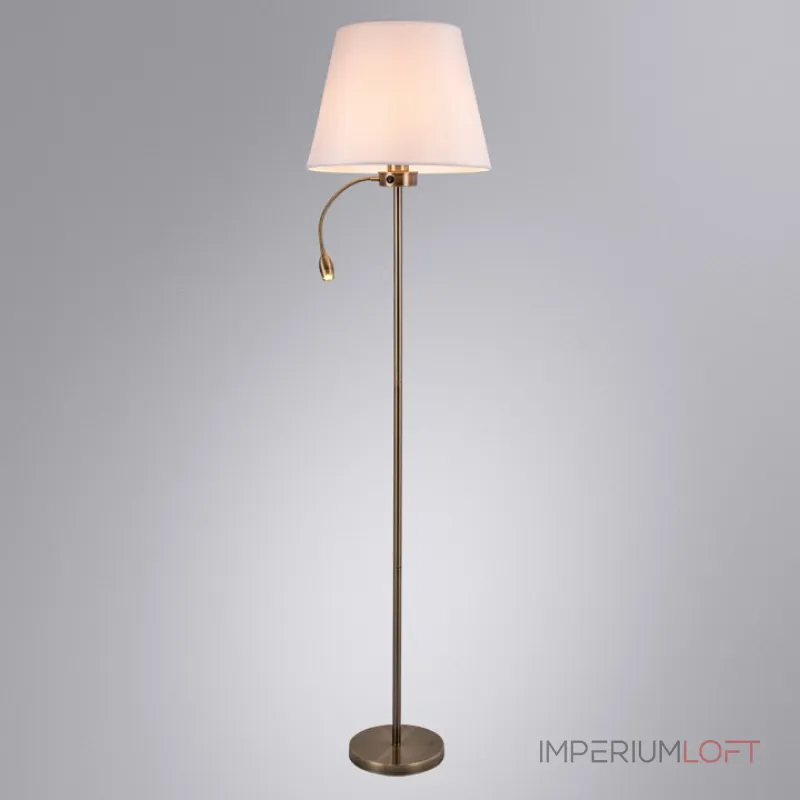 Торшер с подсветкой Arte Lamp Elba A2581PN-2AB Цвет арматуры Коричневый Цвет плафонов Белый от ImperiumLoft
