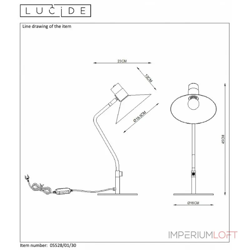 Настольная лампа офисная Lucide 05528/01/30 от ImperiumLoft