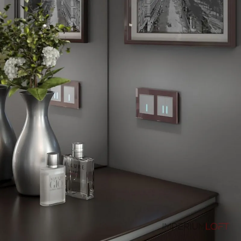 Выключатель сенсорый двухклавишный с подсветкой и функцией Wi-Fi, без рамки Werkel Серебряный W4520606 от ImperiumLoft