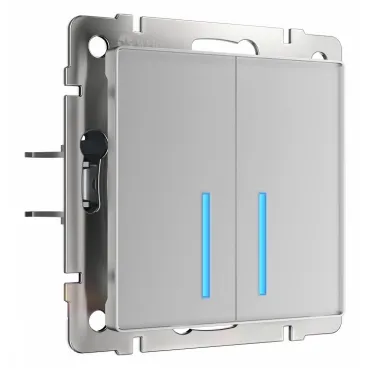 Выключатель сенсорый двухклавишный с подсветкой и функцией Wi-Fi, без рамки Werkel Серебряный W4520606