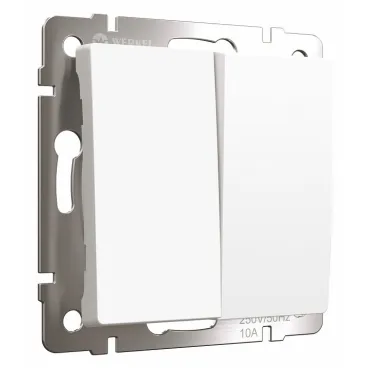 Выключатель проходной двухклавишный с самовозвратом без рамки Werkel белый матовый W1122461