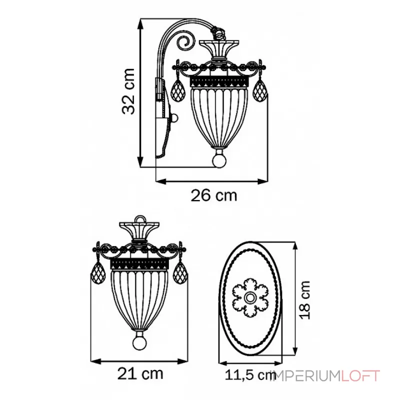 Бра Osgona Schon 790611 Цвет арматуры бронза Цвет плафонов прозрачный от ImperiumLoft Бра Osgona Schon 790611 Цвет арматуры бронза Цвет плафонов прозрачный от ImperiumLoft