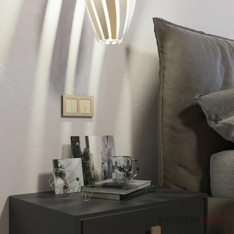 Выключатель двухклавишный с подсветкой без рамки Werkel шампань W4520011 от ImperiumLoft Выключатель двухклавишный с подсветкой без рамки Werkel шампань W4520011 от ImperiumLoft