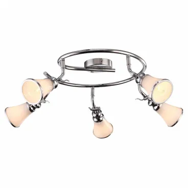 Спот Arte Lamp Vento A9231PL-5CC Цвет арматуры хром Цвет плафонов белый Спот Arte Lamp Vento A9231PL-5CC Цвет арматуры хром Цвет плафонов белый