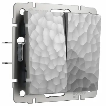 Выключатель двухклавишный без рамки Werkel W1222006 (серебряный) Цвет арматуры серебро Выключатель двухклавишный без рамки Werkel W1222006 (серебряный) Цвет арматуры серебро