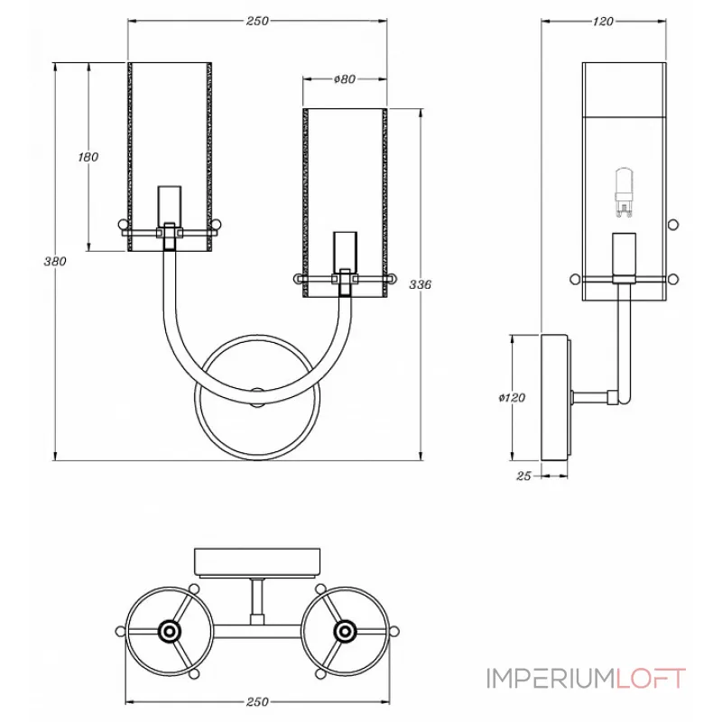Бра Maytoni Arco MOD223WL-02BS Цвет арматуры латунь Цвет плафонов прозрачный от ImperiumLoft