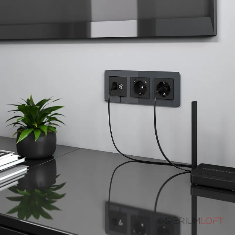 Рамка на 3 поста Werkel Elite (графит, стекло) W0032440 от ImperiumLoft