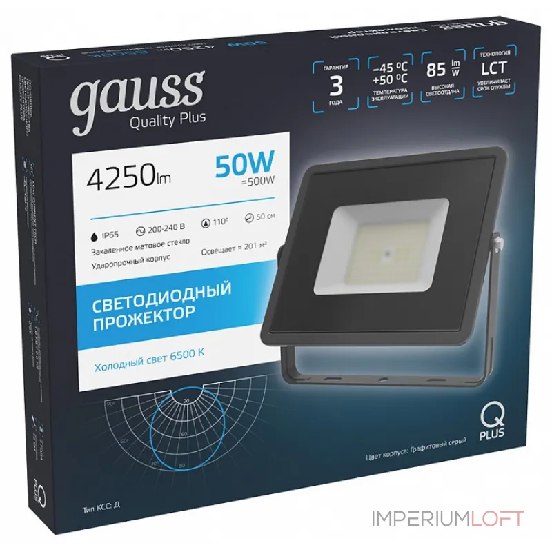 Настенно-потолочный прожектор Gauss Qplus 690511350 Цвет плафонов прозрачный от ImperiumLoft