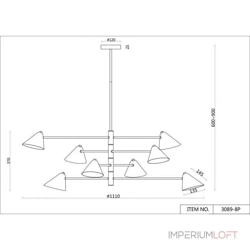 Люстра на штанге F-promo Trikoniya 3089-8P
