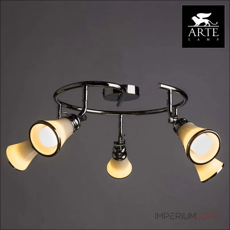 Спот Arte Lamp Vento A9231PL-5CC Цвет арматуры хром Цвет плафонов белый от ImperiumLoft Спот Arte Lamp Vento A9231PL-5CC Цвет арматуры хром Цвет плафонов белый от ImperiumLoft