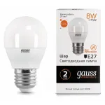 Лампа светодиодная Gauss E27 8Вт 3000K 53218 Цвет арматуры хром Цвет плафонов белый от ImperiumLoft