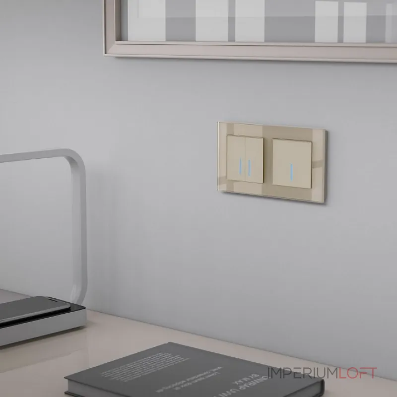 Выключатель двухклавишный с подсветкой без рамки Werkel шампань W4520011 от ImperiumLoft Выключатель двухклавишный с подсветкой без рамки Werkel шампань W4520011 от ImperiumLoft