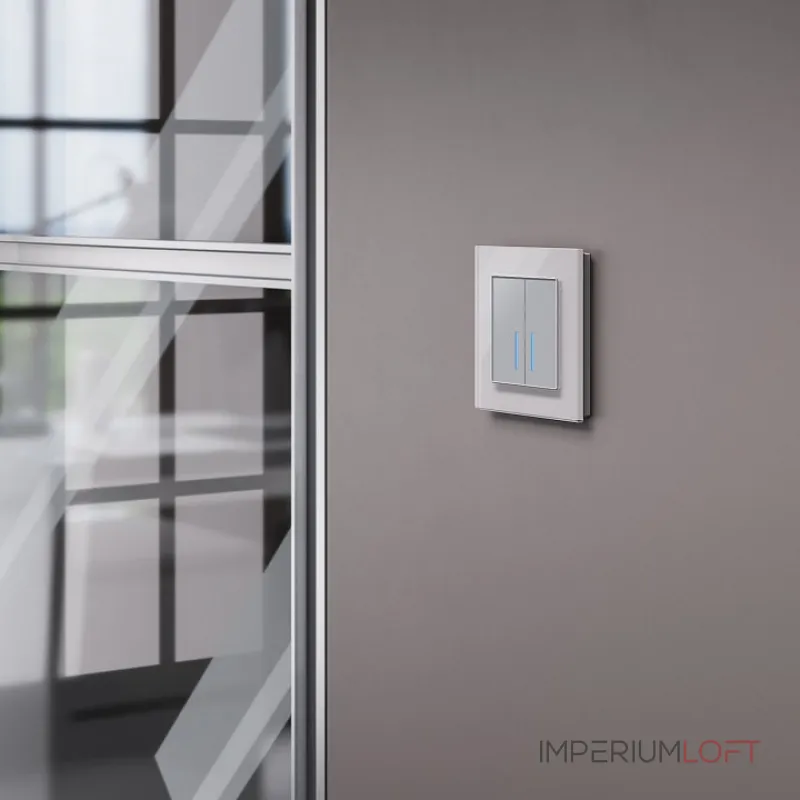 Выключатель сенсорый двухклавишный с подсветкой и функцией Wi-Fi, без рамки Werkel Серебряный W4520606 от ImperiumLoft