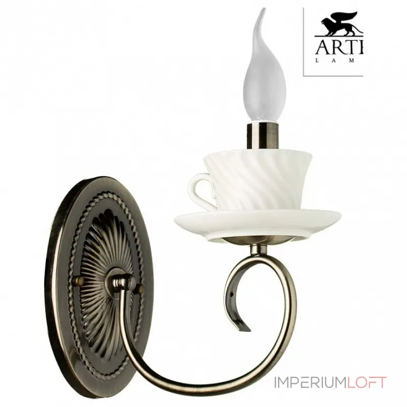 Бра Arte Lamp Teapot A6380AP-1AB Цвет арматуры бронза Цвет плафонов кремовый от ImperiumLoft Бра Arte Lamp Teapot A6380AP-1AB Цвет арматуры бронза Цвет плафонов кремовый от ImperiumLoft