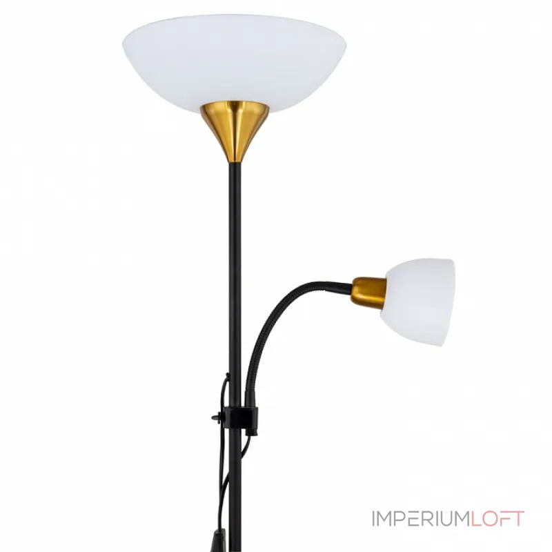 Торшер с подсветкой Arte Lamp Duetto A9569PN-2BK Цвет арматуры Черный Цвет плафонов Белый от ImperiumLoft
