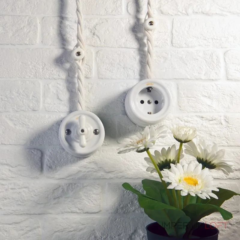 Розетка с заземлением без рамки Werkel Ретро белый W5671001 от ImperiumLoft Розетка с заземлением без рамки Werkel Ретро белый W5671001 от ImperiumLoft