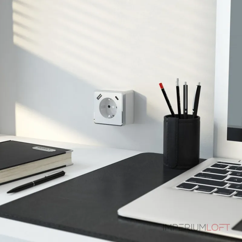 Розетка с заземлением, шторками и USB Werkel Gallant белые W5071701 от ImperiumLoft