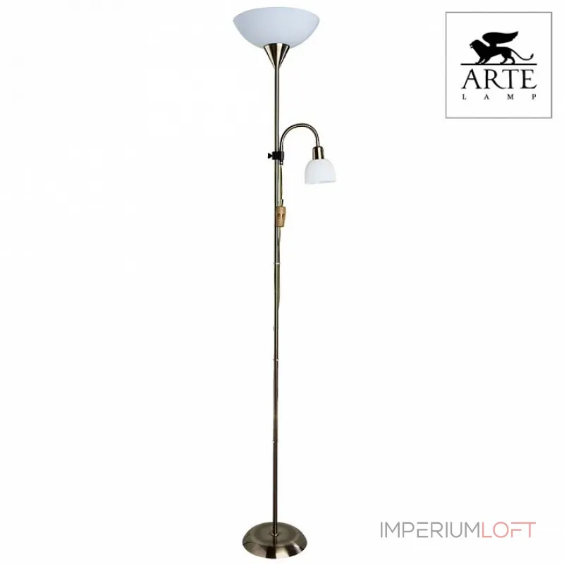 Торшер с подсветкой Arte Lamp Duetto A9569PN-2AB Цвет арматуры бронза Цвет плафонов белый от ImperiumLoft