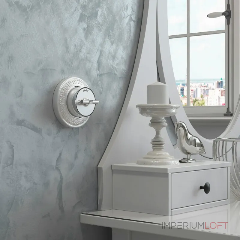 Выключатель двухклавишный с корпусом Werkel Vintage серебро, хром W5822054 от ImperiumLoft