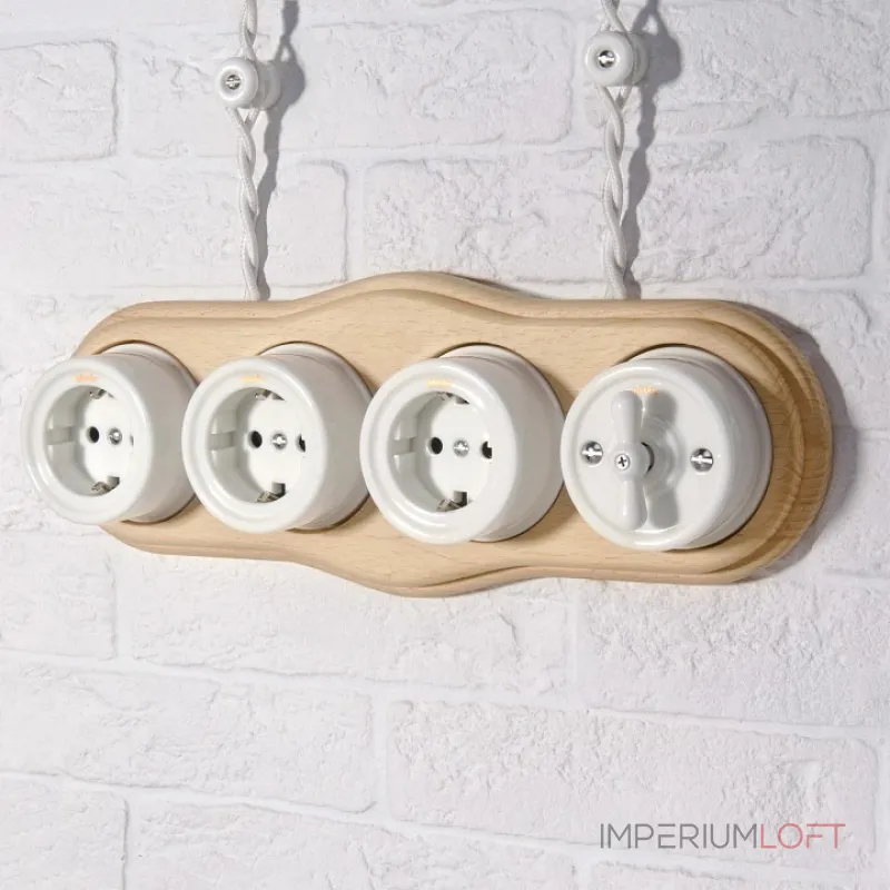 Розетка с заземлением без рамки Werkel Ретро белый W5671001 от ImperiumLoft Розетка с заземлением без рамки Werkel Ретро белый W5671001 от ImperiumLoft