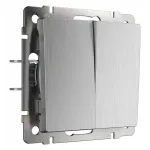 Выключатель двухклавишный без рамки Werkel серебряный рифленый W1122009 от ImperiumLoft