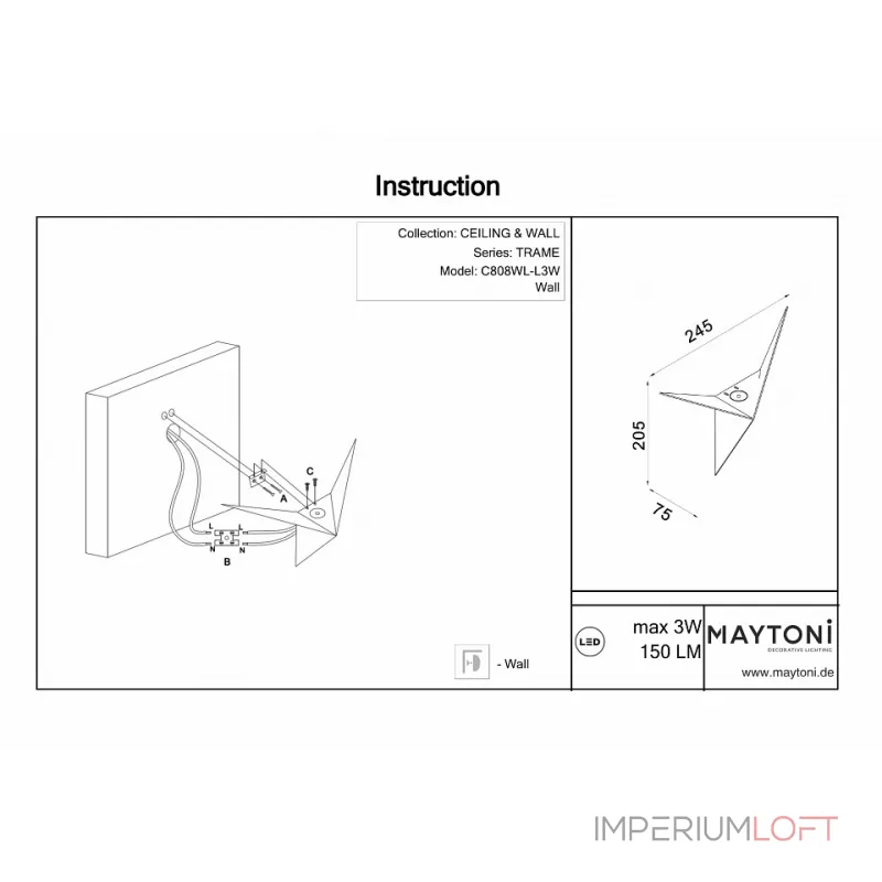 Накладной светильник Maytoni Trame C808WL-L3W Цвет арматуры белый Цвет плафонов белый от ImperiumLoft