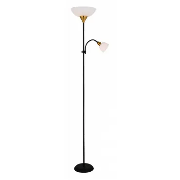 Торшер с подсветкой Arte Lamp Duetto A9569PN-2BK Цвет арматуры Черный Цвет плафонов Белый