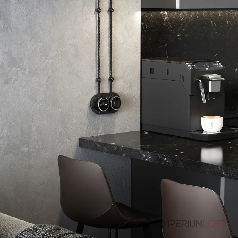 Выключатель двухклавишный с корпусом Werkel Vintage хром, черный W5822051 от ImperiumLoft