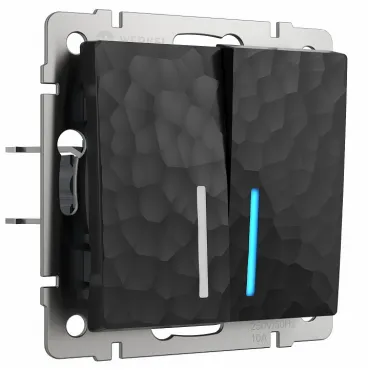 Выключатель двухклавишный с подсветкой без рамки Werkel W1220108 (черный) Цвет арматуры черный