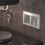 Выключатель двухклавишный без рамки Werkel серебряный рифленый W1122009 от ImperiumLoft