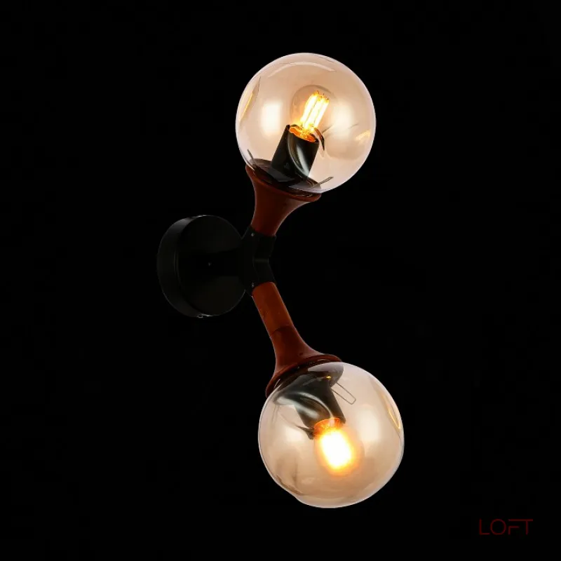 Бра EVOLUCE Raquel SLE109401-01 Цвет арматуры черный Цвет плафонов янтарный от ImperiumLoft Бра EVOLUCE Raquel SLE109401-01 Цвет арматуры черный Цвет плафонов янтарный от ImperiumLoft